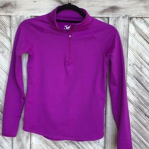 Girls1/4 zip athletic pullover with thumb holes